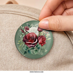Rose Bouquet Pinback Button, Floral Pinback Button, Botanical Art Pin, Wedding Favor, Gift for Her, Flower Lover, Unique Accessories - Tawshia