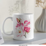 Floral Mug, Magnolia Mug, Flower Coffee Cup, Botanical Mug, Unique Mug, Gift Idea, Decorative Mug, Tea Mug, Stylish Mug, Trending Mug - Tawshia