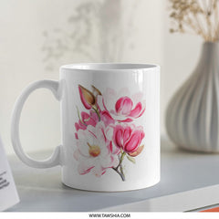 Floral Mug, Magnolia Mug, Flower Coffee Cup, Botanical Mug, Unique Mug, Gift Idea, Decorative Mug, Tea Mug, Stylish Mug, Trending Mug - Tawshia