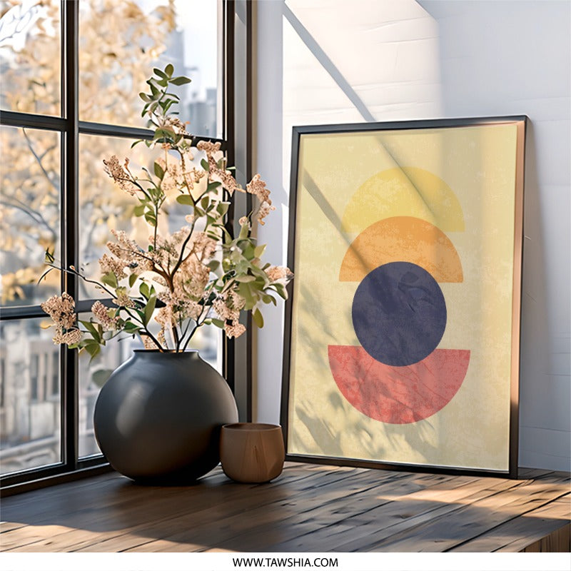 Modern Abstract Wall Art, Geometric Print Decor, Circle and Semi Circle Art Print, Contemporary Wall Decor, Minimalist Art, Home Decor - Tawshia