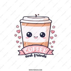 Coffee and Friends Pillow, Cute Coffee Design Pillow, Kawaii Style Decor Pillow, Cozy Home Decor Pillow, Gift for Coffee Lovers - Tawshia