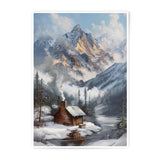 Winter Cabin Photographic Print, Snowy Mountain Landscape, Cozy Cabin Art, Rustic Home Decor, Mountain Photography, Nature Wall Art - Tawshia
