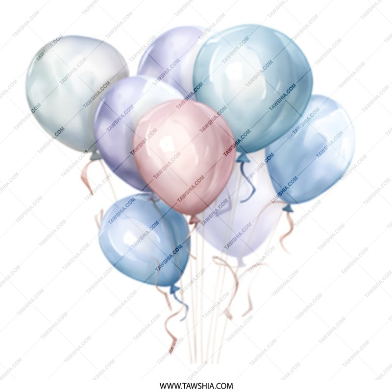 Balloons Mug, Watercolor Balloons Design, Party Mug, Celebration Mug, Birthday Mug, Pastel Balloons Mug, Unique Mug, Gift Mug - Tawshia