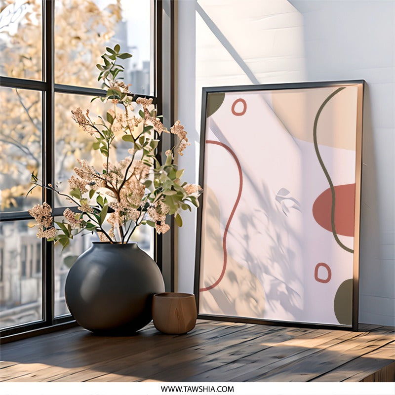 Abstract Shapes Wall Art, Minimalist Print, Modern Home Decor, Geometric Art, Neutral Tones, Wall Art - Tawshia