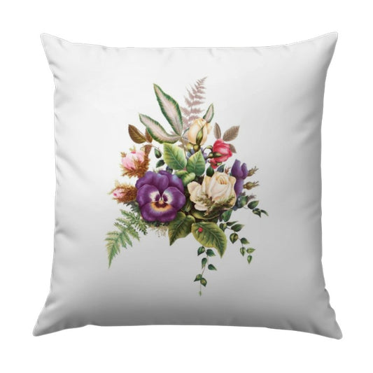 Floral Bouquet Pillow, Pansy Pillow, Roses Accent Decor, Vintage Style Pillow, Flower Throw Pillow, Elegant Home Decor - Tawshia