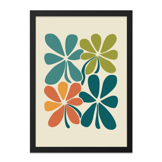 Retro Floral Wall Art, Colorful Flower Print, Mid Century Modern Art, Botanical Wall Decor, Home Decor Art - Tawshia