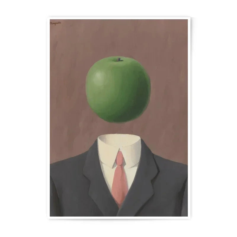 The Son of Man Photographic Print, Rene Magritte Artwork, Surreal Art Print, Home Decor, Office Wall Art, Apple Head Painting - Tawshia