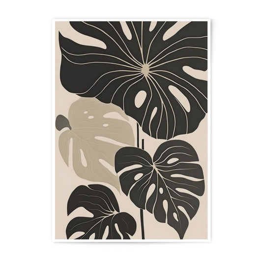 Monstera Photographic Print, Botanical Wall Decor, Tropical Leaf Art, Neutral Tone Print, Modern Home Decor, Minimalist Art Print - Tawshia