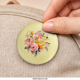Floral Bouquet Pinback Button, Watercolor Roses Button, Flower Pin, Cute Button, Aesthetic Pin, Botanical Button, Gift for Her - Tawshia