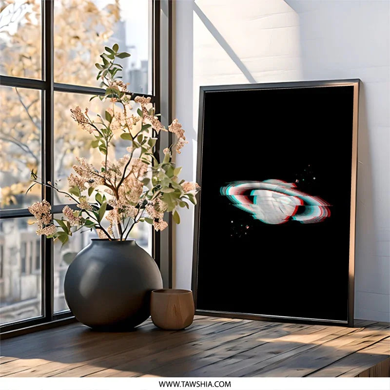 Glitch Saturn Wall Art, Celestial Print, Unique Space Art, Modern Wall Decor, Minimalist Home Decor, Astronomy Gift, Saturn Lover Gift - Tawshia