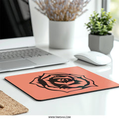 Black Rose Mouse Pad, Floral Design, Stylish Computer Accessory, Office Decor, Gift Idea, Trendy Desk Mat, Unique Mousepad - Tawshia