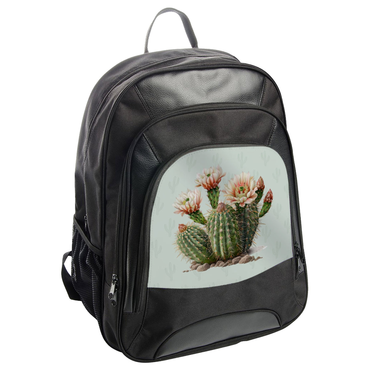 Cactus Floral Design Printed Black Backpack product type