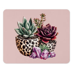 Succulent Mouse Pad, Crystal Decor, Potted Plant Art, Office Desk Accessories, Cute Computer Mat, Trendy Workspace Gift, Succulent Lover - Tawshia