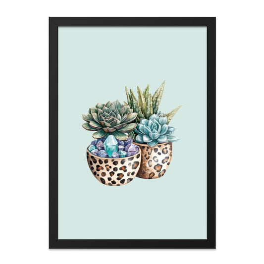 Succulent Wall Art, Leopard Print Planters, Crystal Decor, Botanical Art Print, Modern Home Decor, Trendy Wall Hanging, Unique Gift Idea - Tawshia
