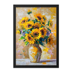 Sunflower Wall Art, Floral Painting, Vase of Sunflowers, Textured Impasto Art, Home Decor, Bright Wall Decor, Flower Art Print, Yellow - Tawshia