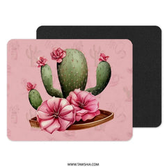 Cactus Flower MousePad, Floral Mouse Pad, Pink Desk Accessories, Desert Decor, Cute Mousepad, Office Decor, Trendy Mousepad - Tawshia