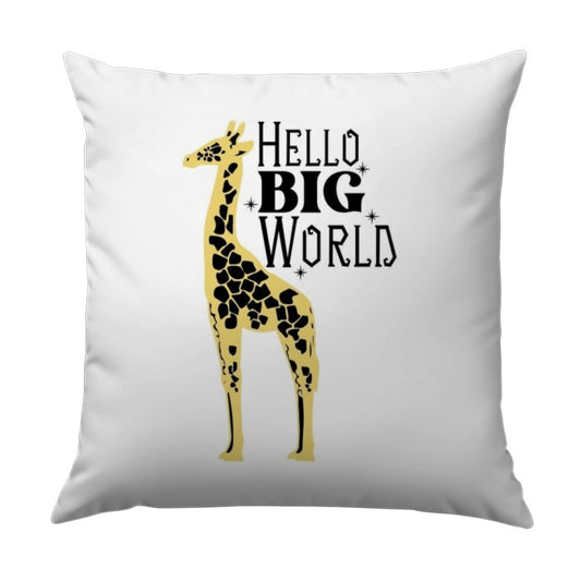 Hello Big World Giraffe Pillow, Cute Animal Pillow, Nursery Decor, Kids Room Accent, Baby Shower Gift, Unique Pillow Cover, Decorative - Tawshia