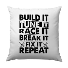 Build Tune Race Repeat Pillow, Car Enthusiast Gift, Mechanic Decor, Auto Racing Fan Cushion, Garage Decor Pillow, Motorsport Gift - Tawshia