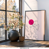 Mother and Child Wall Art, Minimalist Line Art, Mom and Baby Decor, Simple Pink Wall Decor, Modern Home Art, Unique Wall Print - Tawshia