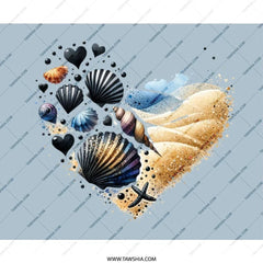 Seashell Heart Mouse Pad, Beach Lover Gift, Coastal Desk Decor, Ocean Theme Mousepad, Nautical Office Accessory, Sand and Seashell Art - Tawshia