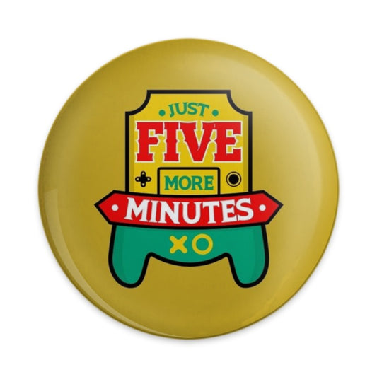 Just Five More Minutes Pinback Button, Gamer Gift, Funny Gaming Pin, Gift for Him, Video Game Lover, Button Badge, Retro Gaming - Tawshia