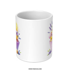 Lemon Cupcake Mug, Floral Mug, Lavender Mug, Spring Mug, Cute Mug, Watercolor Mug, Dessert Mug, Gift for Her, Food Mug - Tawshia