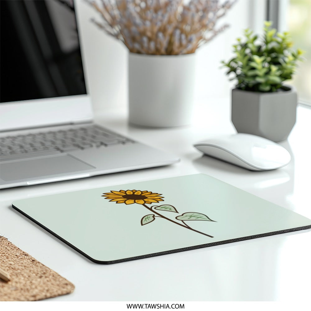 Sunflower Mouse Pad, Floral Mousepad, Cute Desk Decor, Botanical Office, Flower Lover Gift, Aesthetic Mousepad, Nature Inspired Design - Tawshia