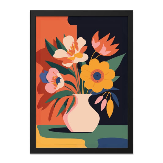 Floral Wall Art, Vase Print, Colorful Flowers, Modern Home Decor, Botanical Art, Abstract Flower Painting, Framed Wall Art, Home Decor - Tawshia