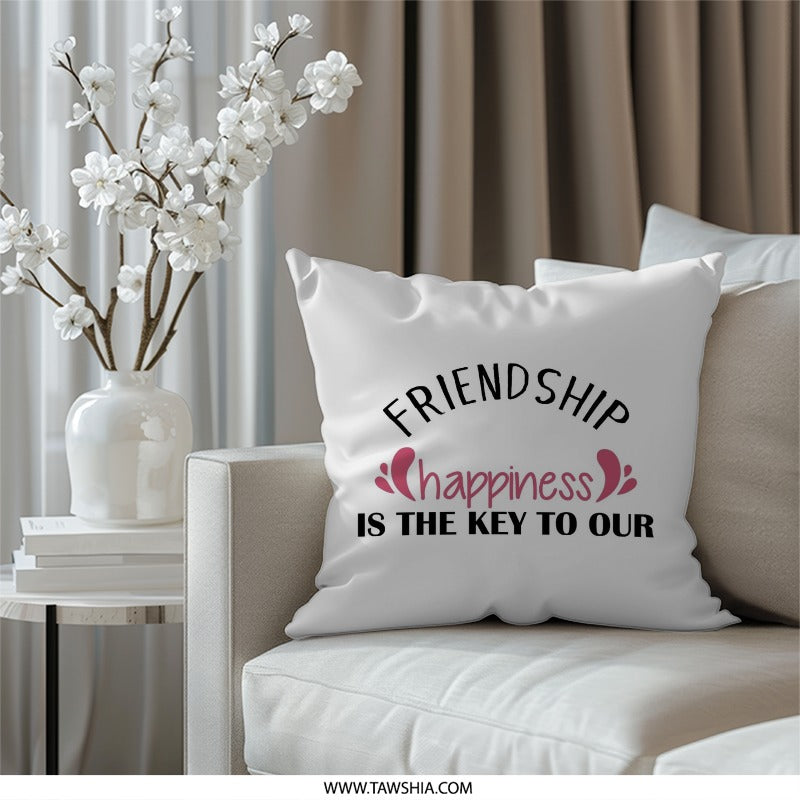 Friendship Pillow, Happiness Pillow, Best Friend Gift, Decorative Pillow, Friendship Quote Pillow, Home Decor Pillow, Inspirational Pillow - Tawshia