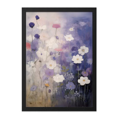 Floral Field Wall Art, Flower Painting Print, Botanical Art Print, Purple Flower Wall Decor, Home Decor Art, Nature Wall Hanging - Tawshia