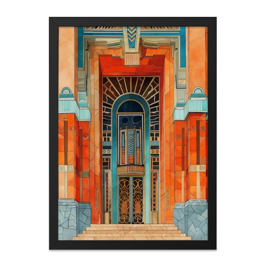 Art Deco Wall Art, Architectural Print, Vintage Building Poster, Geometric Artwork, Colorful Wall Decor, Home Decor, Unique Wall Art - Tawshia