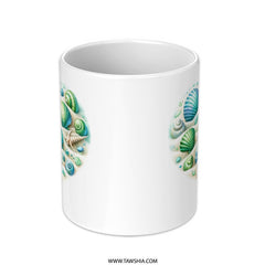 Seashells Heart Mug, Beach Lover Gift, Ocean Theme Mug, Coastal Decor, Sea Shell Art Coffee Mug, Beach House Gift, Nautical Mug - Tawshia