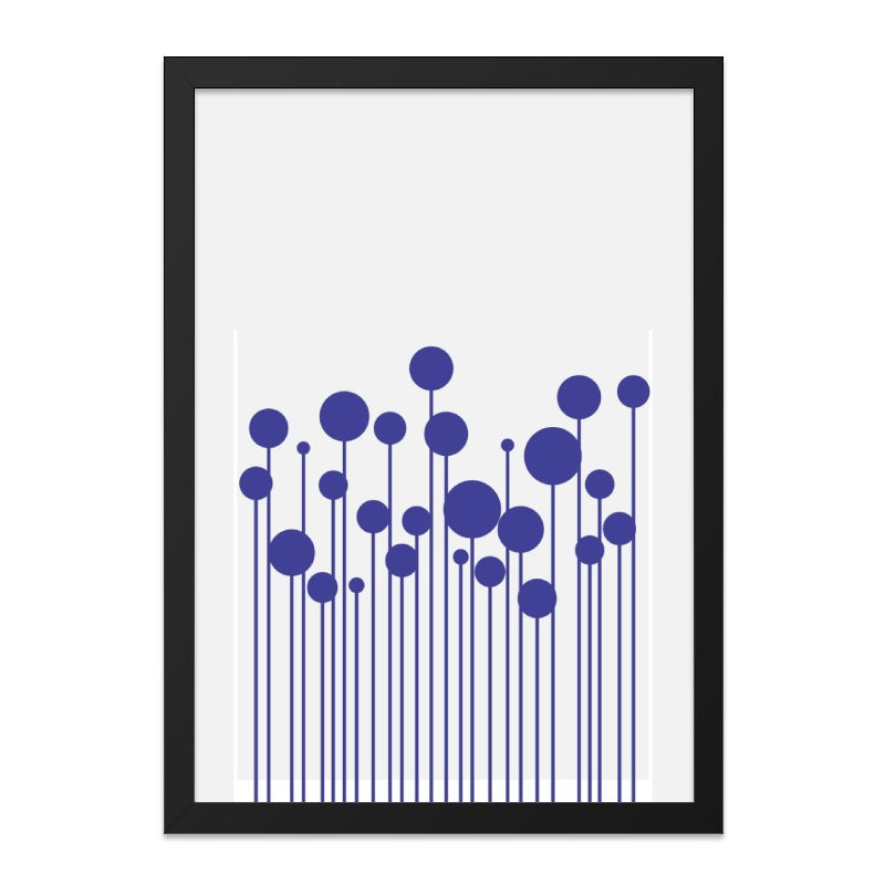 Abstract Wall Art, Blue Circle Stems Print, Modern Minimalist Art, Geometric Wall Decor, Scandinavian Style Art, Simple Home Decor - Tawshia