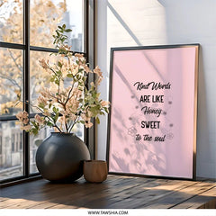 Kind Words Honey Wall Art, Inspirational Quote Print, Sweet to the Soul Decor, Positive Affirmation Art, Encouraging Gift, Home Decor - Tawshia