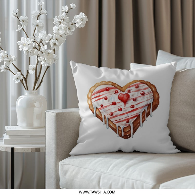 Heart Cookie Pillow, Valentine Decor, Sweet Treat Pillow, Cute Dessert Cushion, Love Gift Pillow, Valentines day gift, Romantic Pillow - Tawshia