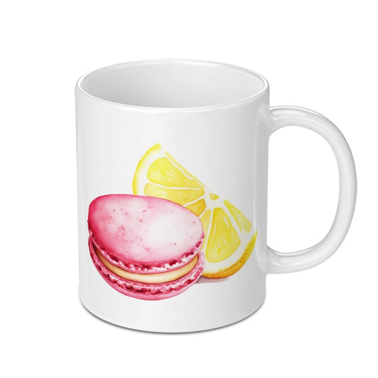 Macaron Mug, Lemon Slice Mug, Foodie Gift, Sweet Treats Coffee Mug, Watercolor Mug, Baker Gift, Dessert Lover Mug, Pastel Colors Mug - Tawshia