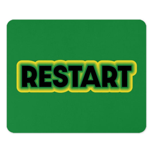 Restart Mouse Pad, Green and Yellow Design, Funny Computer Accessory, Desk Decor, Unique Gift Idea, Office Essential, Gaming Mousepad - Tawshia