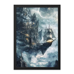 Fantasy Ship Wall Art, Floating Island Print, Castle in the Sky, Sailing Ship Poster, Epic Adventure Decor, Unique Home Decor, Gift Idea - Tawshia