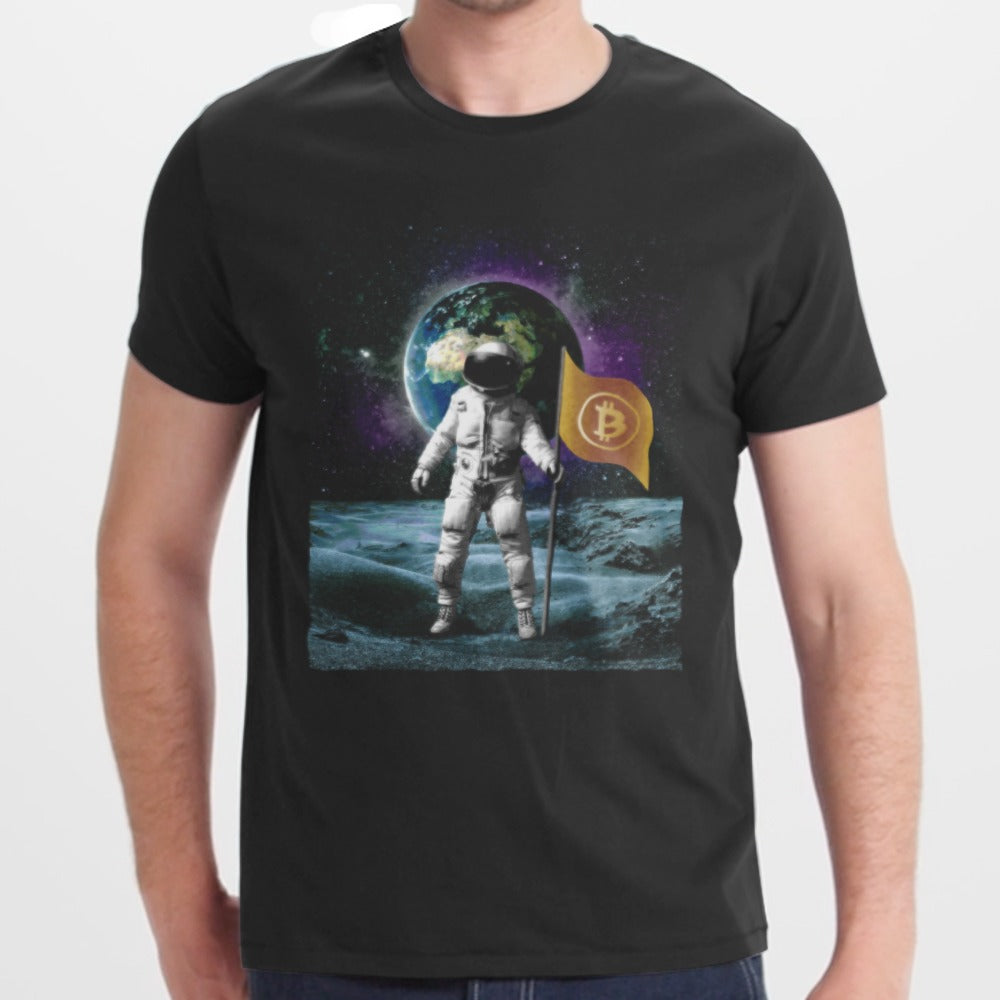 Astronaut with Bitcoin Flag in Front of Earth T-shirt product