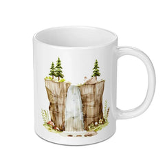 Watercolor Waterfall Mug, Nature Lover Gift, Forest Scene Coffee Mug, Scenic Mug, Outdoorsy Gift, Unique Mug Design - Tawshia