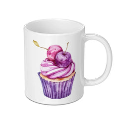 Cupcake Mug, Watercolor Dessert Mug, Cherry Topping Mug, Foodie Gift, Sweet Treat Mug, Unique Coffee Mug, Birthday Gift, Gift for Baker - Tawshia