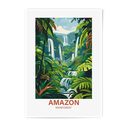 Amazon Rainforest Photographic Print, Waterfall Art, Jungle Scene, Tropical Decor, Nature Photography, Lush Greenery, Wall Art - Tawshia