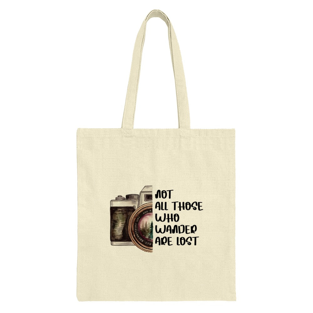 Wanderlust Tote Bag, Camera Art Bag, Travel Gift Tote, Inspirational Tote, Not All Those Who Wander Are Lost Canvas Bag - Tawshia