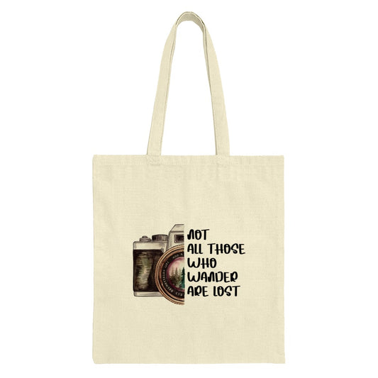Wanderlust Tote Bag, Camera Art Bag, Travel Gift Tote, Inspirational Tote, Not All Those Who Wander Are Lost Canvas Bag - Tawshia