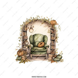 Cozy Autumn Nook Pillow, Fall Pumpkin Reading Chair Decor, Bookshelf Pillow, Autumn Home Decor, Literary Gift Pillow - Tawshia