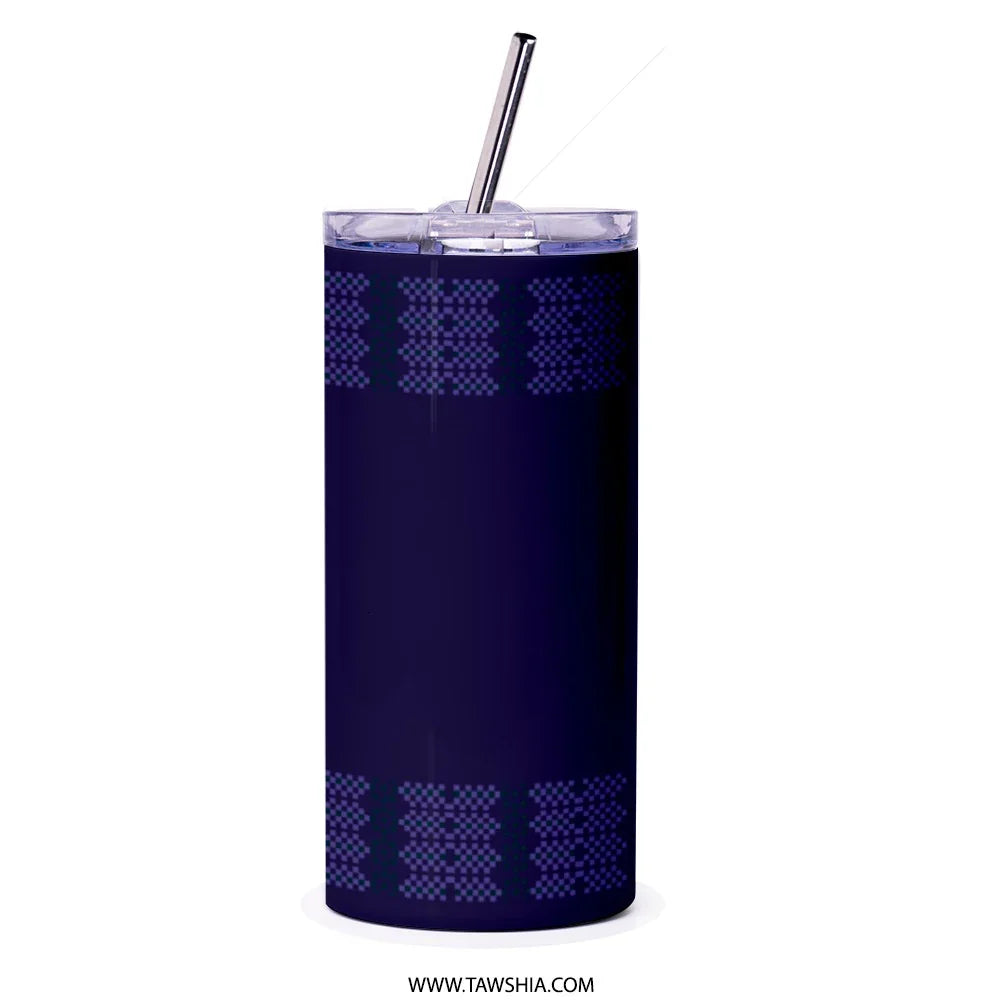 Dark Blue Patterned Tumbler with Straw product type