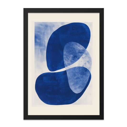 Abstract Shapes Wall Art, Cobalt Blue Painting, Modern Art Print, Minimalist Decor, Geometric Artwork, Home Decor Gift - Tawshia