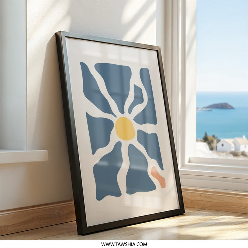 Minimalist Sun Wall Art, Abstract Flower Print, Boho Home Decor, Modern Art Print, Geometric Wall Decor - Tawshia