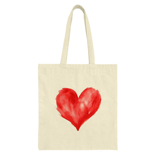Red Watercolor Heart Tote Bag, Love Design, Valentines Day Gift, Everyday Bag, Grocery Bag, Book Bag, Shoulder Bag - Tawshia