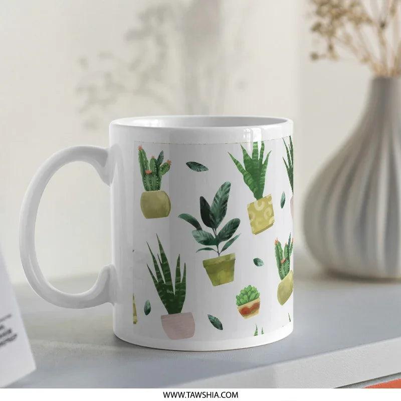 Stylish Cactus Plant Design Ceramic Coffee Mug product